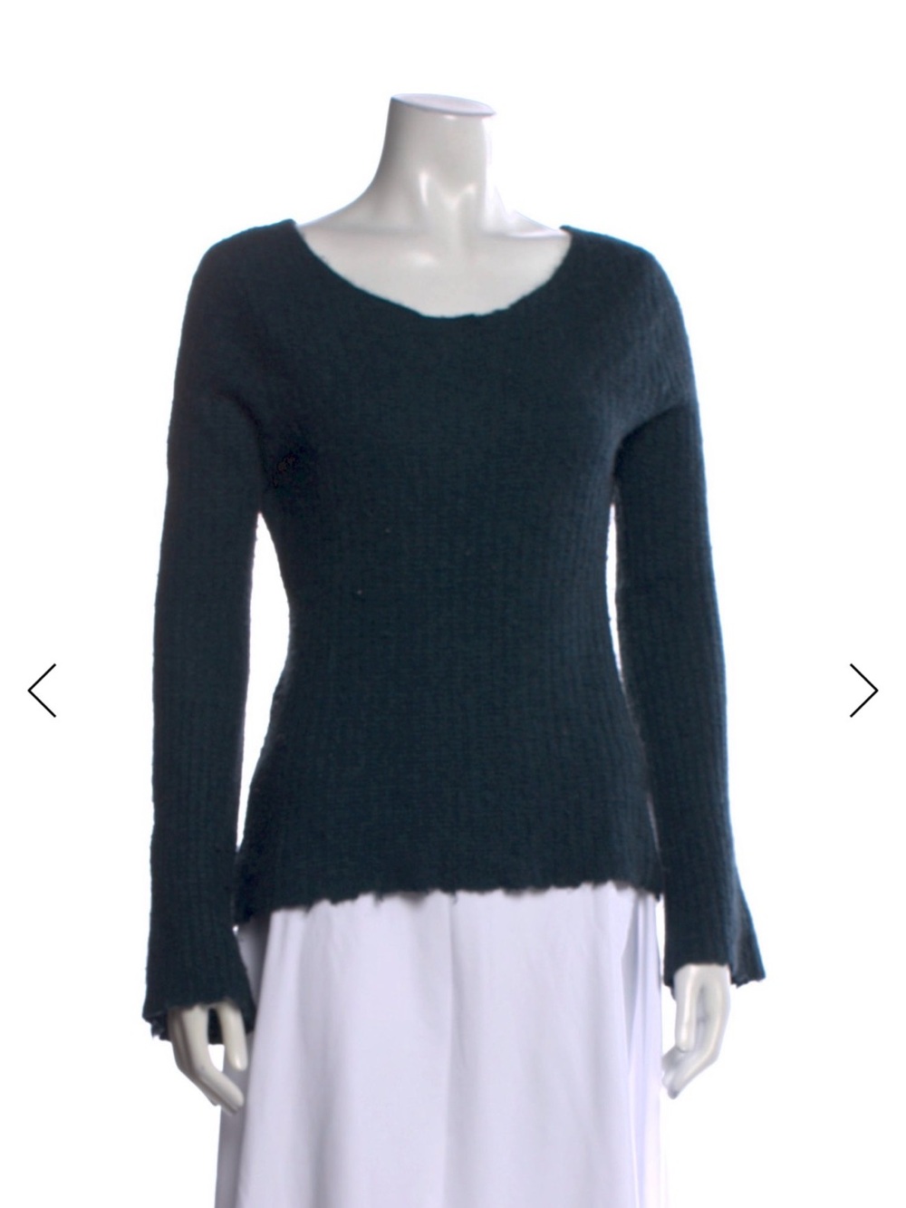 Dark Green Women's Long Sleeve Wool Cashmere Knit Sweater